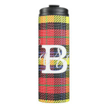Yellow & Red Tartan Chequered Monogram Name
