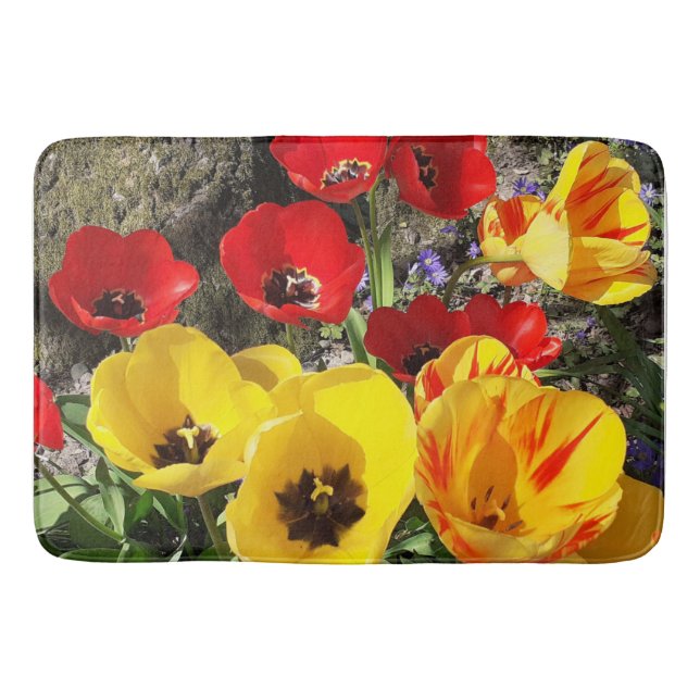 Yellow & Red Tulips Bath Mat (Front)