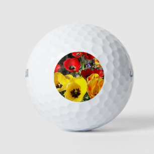 Yellow & Red Tulips Golf Balls