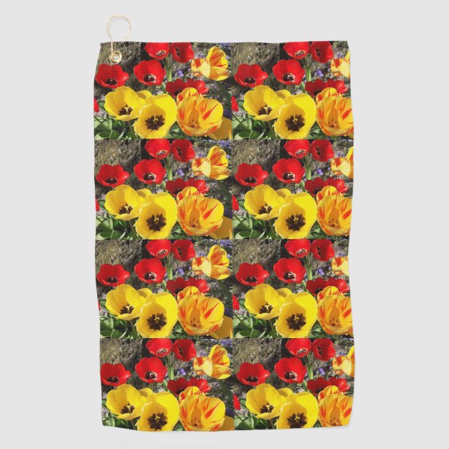 Yellow & Red Tulips  Golf Towel (Front)