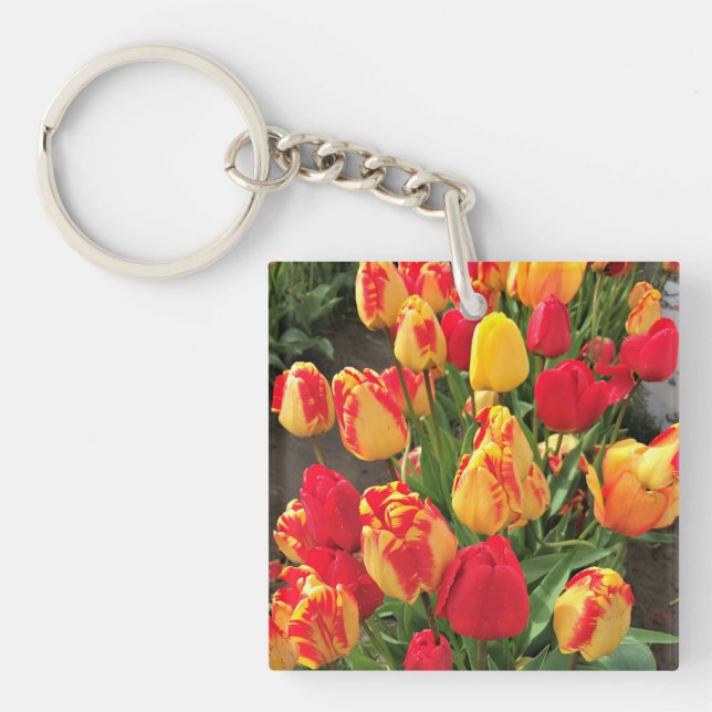 Yellow & Red Tulips Key Ring (Front)