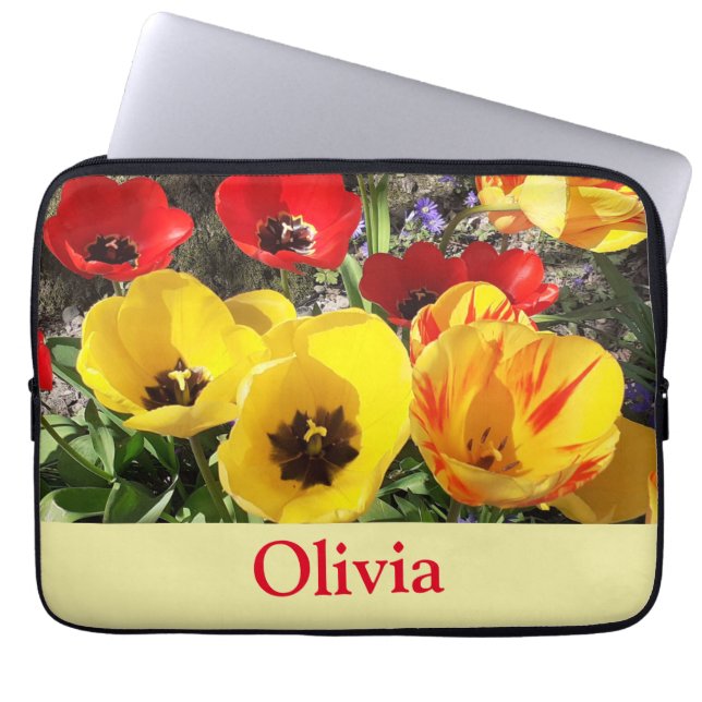 Yellow & Red Tulips Laptop Sleeve (Front)