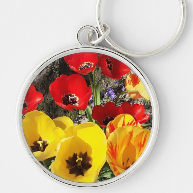 Yellow & Red Tulips Premium Key Ring (Front)