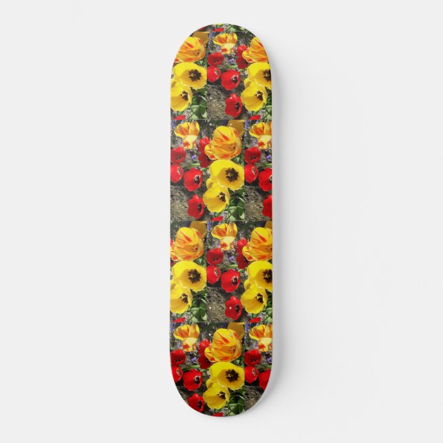 Yellow & Red Tulips Skateboard (Front)