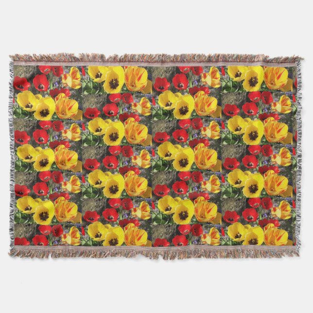 Yellow & Red Tulips Throw Blanket (Front)