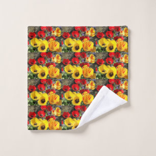 Yellow & Red Tulips Wash Cloth
