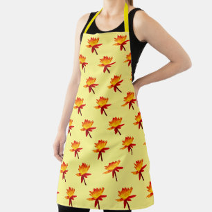 Yellow & Red Water Lily Design Apron