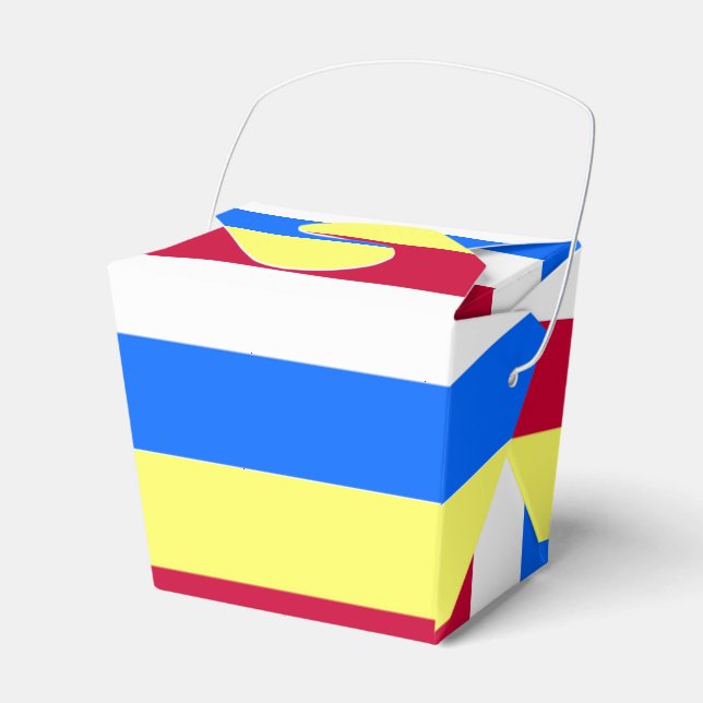 Yellow, Red, White and  Blue Stripes Favour Box (Front Side)
