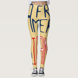 Yellow Red White Blue Black Woman African American Leggings