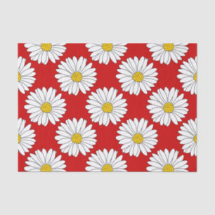 Yellow Red White Daisy Pattern Tissue Paper