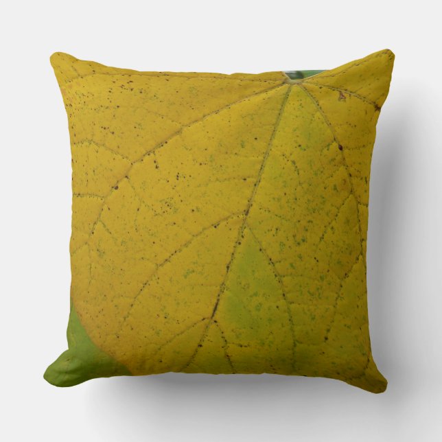 Yellow Redbud Leaves Autumn Nature Photography Cushion (Front)