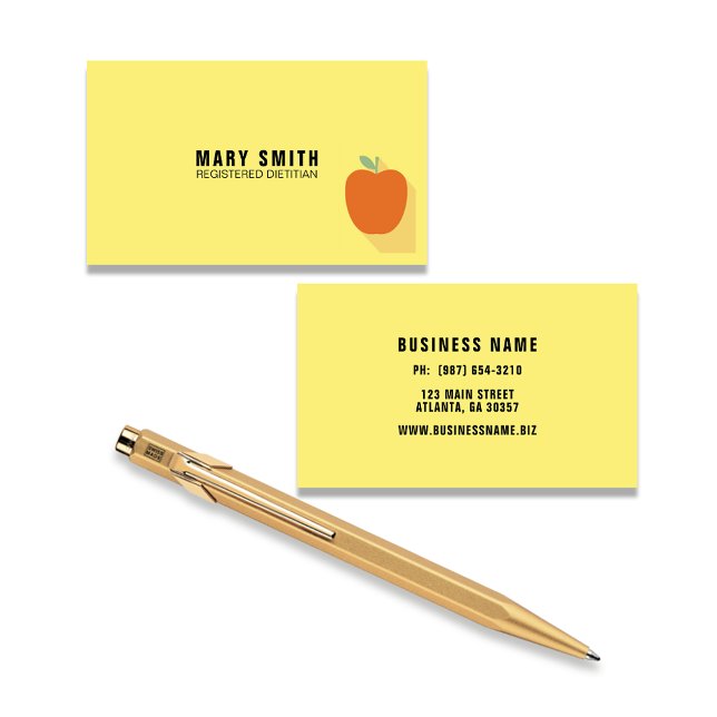 Yellow Registered Dietitian With Apple Business Card (Creator Uploaded)
