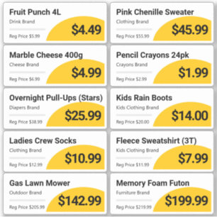 Yellow Retail Grocery Product Price Tags