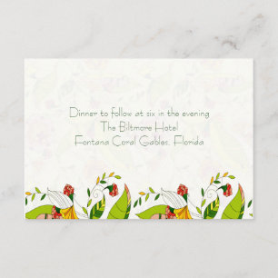 Yellow Retro Abstract Floral Collage-ReceptionCard Invitation