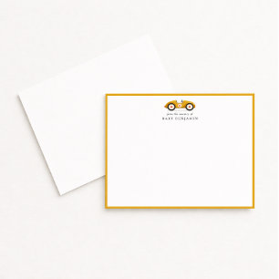 Yellow Retro Car Nursery Note Card