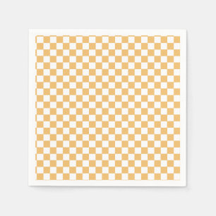 Yellow Retro Checker birthday Napkin