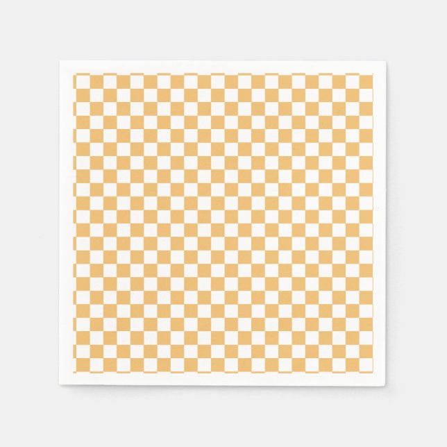 Yellow Retro Chequered birthday Napkin (Front)