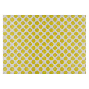 Yellow Retro Colourful Modern Polka Dots Cutting Board