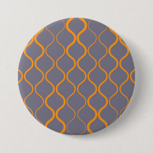 Yellow, retro, cool trendy curvy wavy illustration 7.5 cm round badge