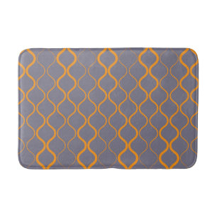 Yellow, retro, cool trendy curvy wavy illustration bath mat
