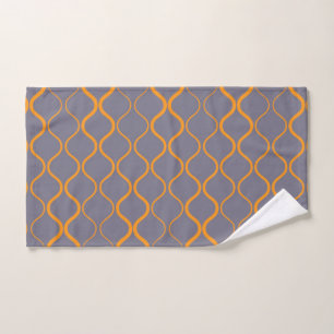 Yellow, retro, cool trendy curvy wavy illustration hand towel