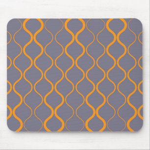 Yellow, retro, cool trendy curvy wavy illustration mouse mat
