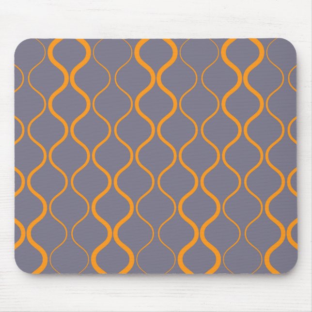 Yellow, retro, cool trendy curvy wavy illustration mouse mat (Front)