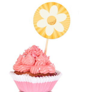 Yellow Retro Daisy Flower Classic Round Sticker