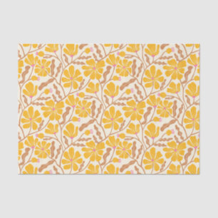Yellow Retro Floral Pattern Tissue Paper