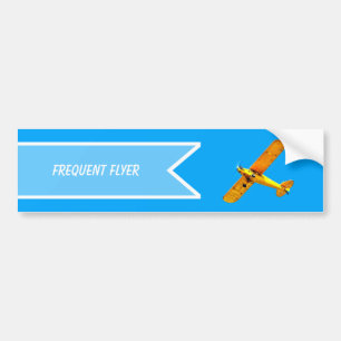 Yellow Retro Frequent Flyer Aeroplane Bumper Sticker
