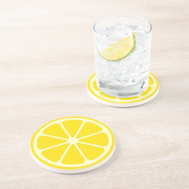 Yellow Retro Lemon Decor Slice Yellow Coasters (Side)