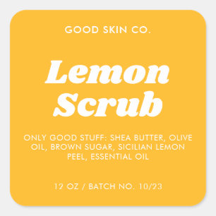 Yellow Retro Minimalist Cosmetics Body Scrub Label