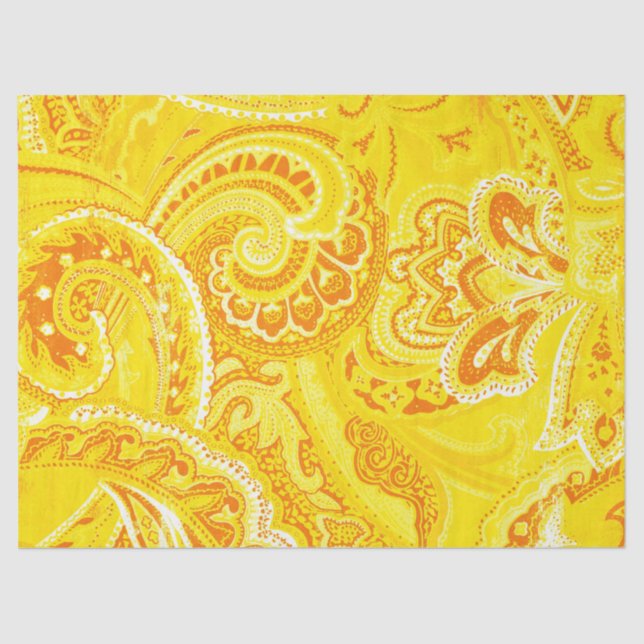 Yellow Retro Paisley Bandanna/Bandanna Tissue Paper (Front)