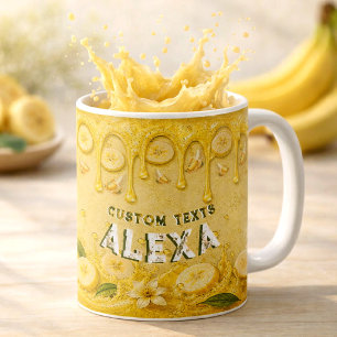 Yellow Retro Party Banana Fruit Theme Personalised Coffee Mug
