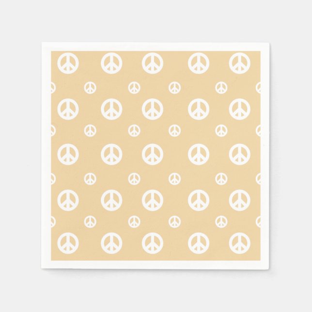 Yellow Retro peace sign birthday Napkin (Front)