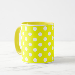 yellow retro polka dots mug