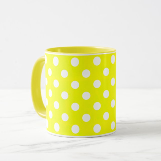 yellow retro polka dots mug (Front Left)