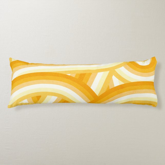 Yellow Retro Rainbow Stripes Pattern Body Cushion (Front)