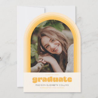 Yellow Retro Striped Arch Graduation Announcement