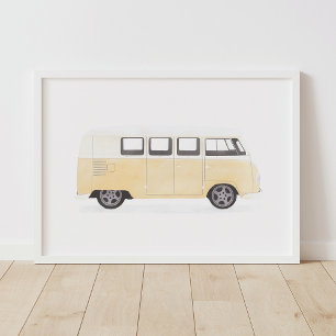 Yellow Retro Van Nursery Decor