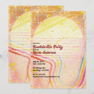 Yellow Retro Vintage 80's Theme Bachelorette Party Invitation