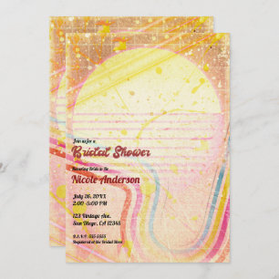 Yellow Retro Vintage 80's Theme Bridal Shower Invitation