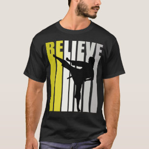 Yellow Retro Womens Believe Jiu Jitsu Motivational T-Shirt