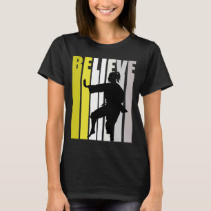 Yellow Retro Womens Believe Karate Motivational In T-Shirt