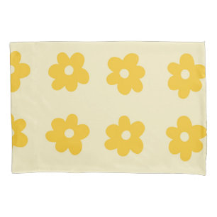 Yellow Retro Y2K Playful Pastel Blossom Floral Pillowcase