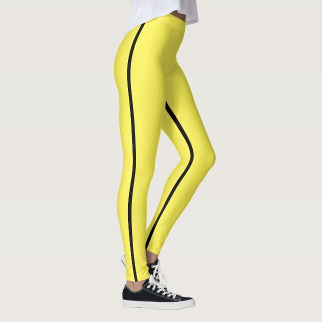 Yellow Revenge Black Stripe Halloween Costume Leggings (Right)