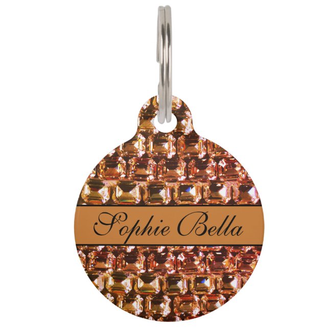 Yellow Rhinestone, yellow  diamonds, gemstone  Pet Tag (Front)