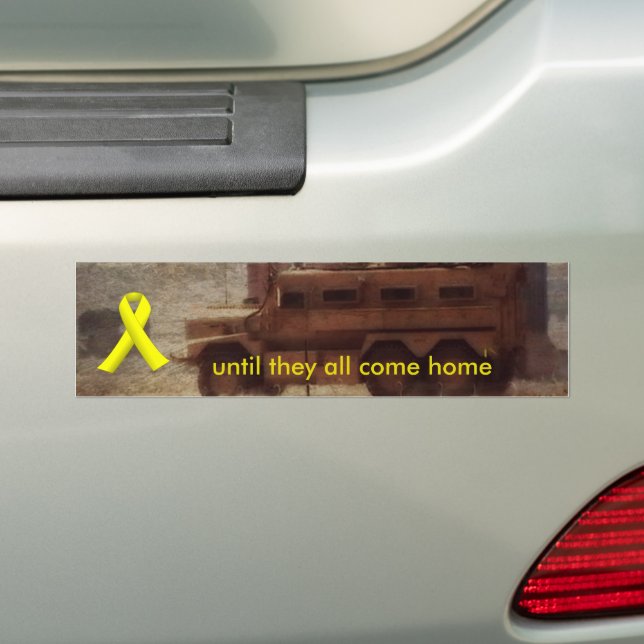 Yellow Ribbon and MRAP Bumper Sticker (On Car)