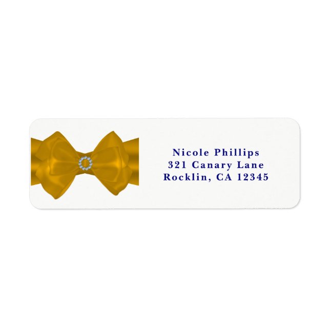 Yellow Ribbon Bow & Diamonds Chic Glam Invitation (Front)