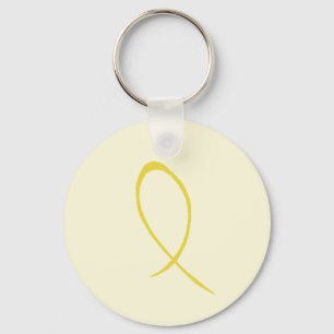 Yellow Ribbon Customizable Keychain